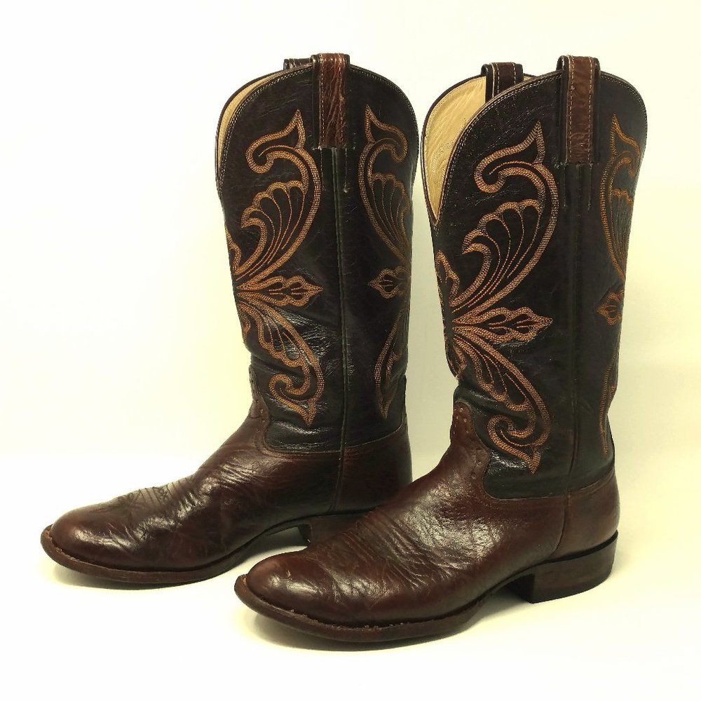Brown Leather Western Cowboy Men's Boots USA 9D
